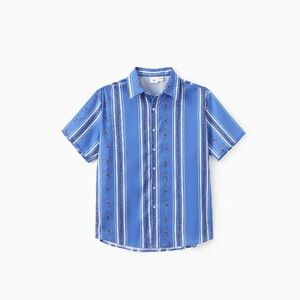 Disney Winnie the Pooh Men Blue Button Down Shirt